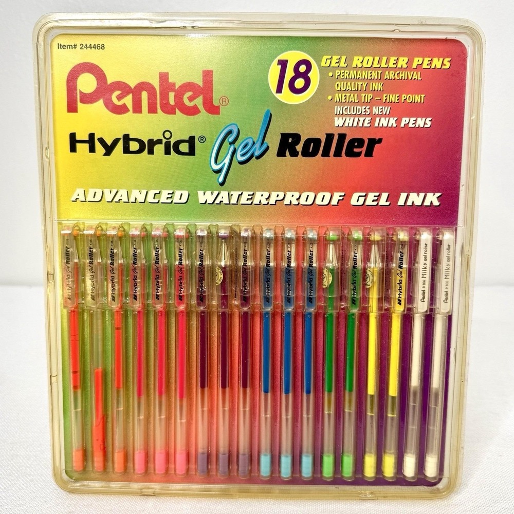 Vintage Pentel Hybrid Gel Roller Milky Pens 24468 Pack Of 18 Y2K New